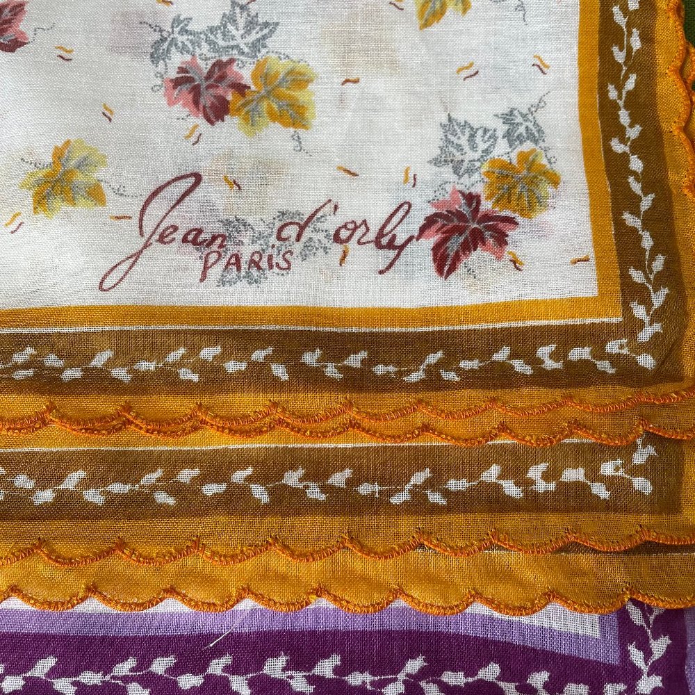 Vintage NEW Jean d'orly Paris Signed Handkerchiefs 100% Cotton Qty 12 - Picture 5 of 6